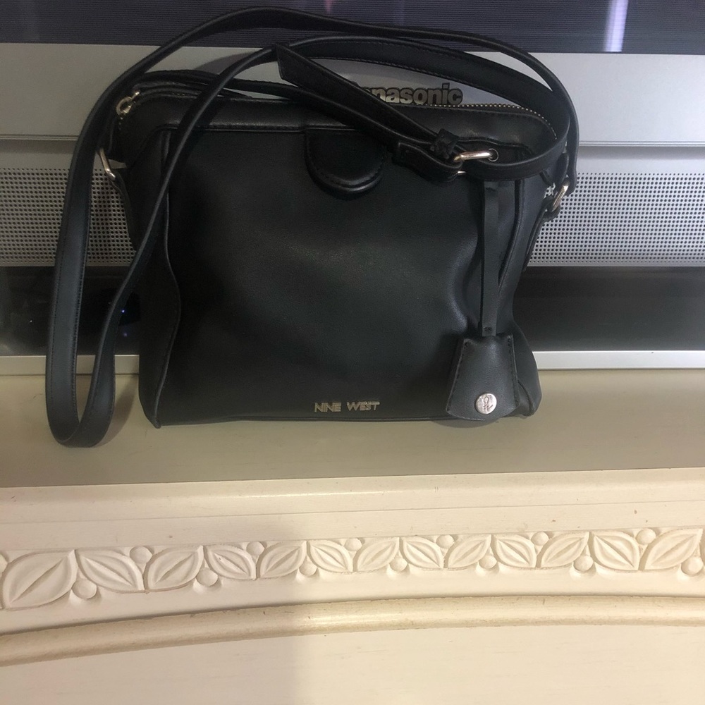 Nine West black vegan leather cross body.